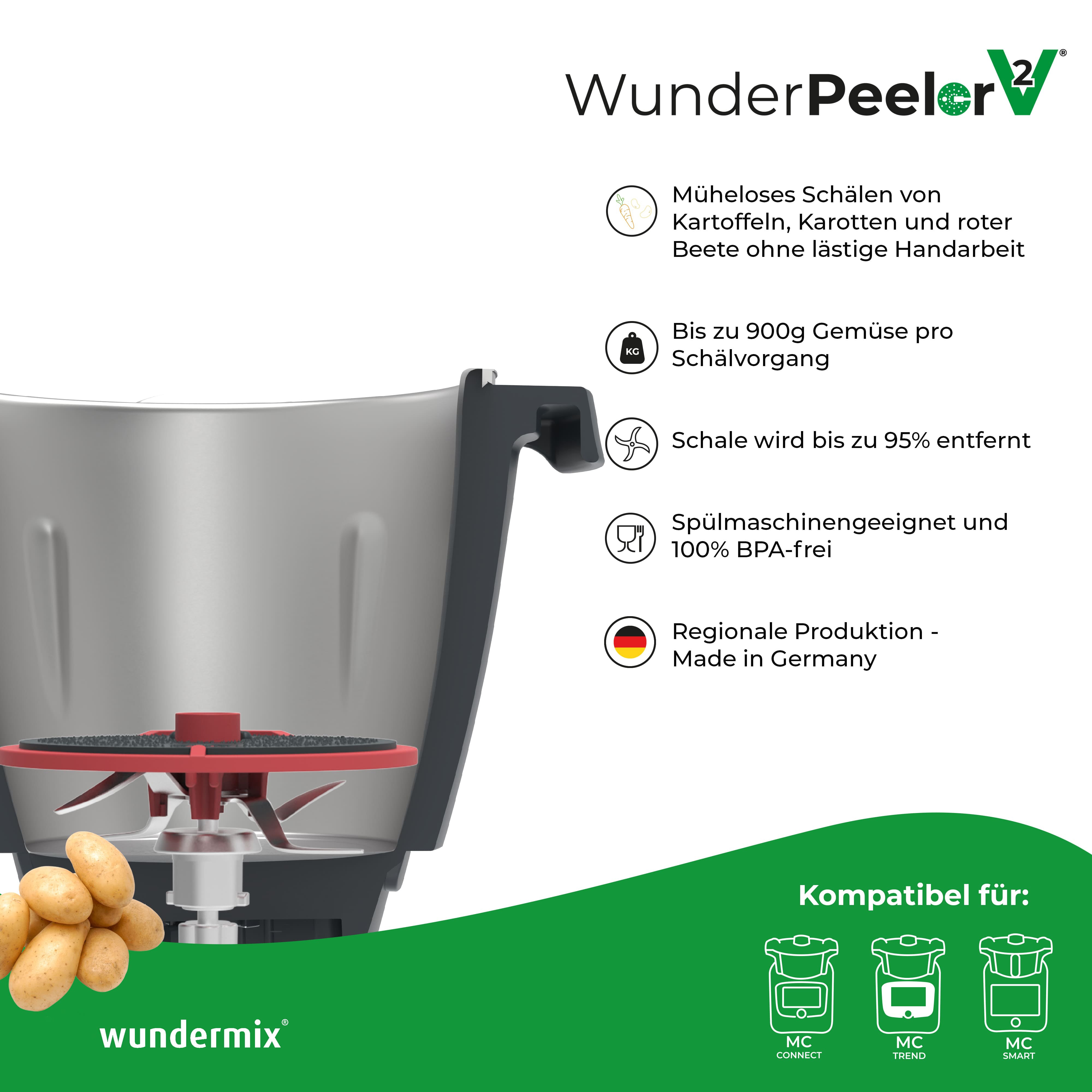 WunderPeeler® | V2 | Kartoffelschäler-Aufsatz für Monsieur Cuisine Connect, Trend und Smart