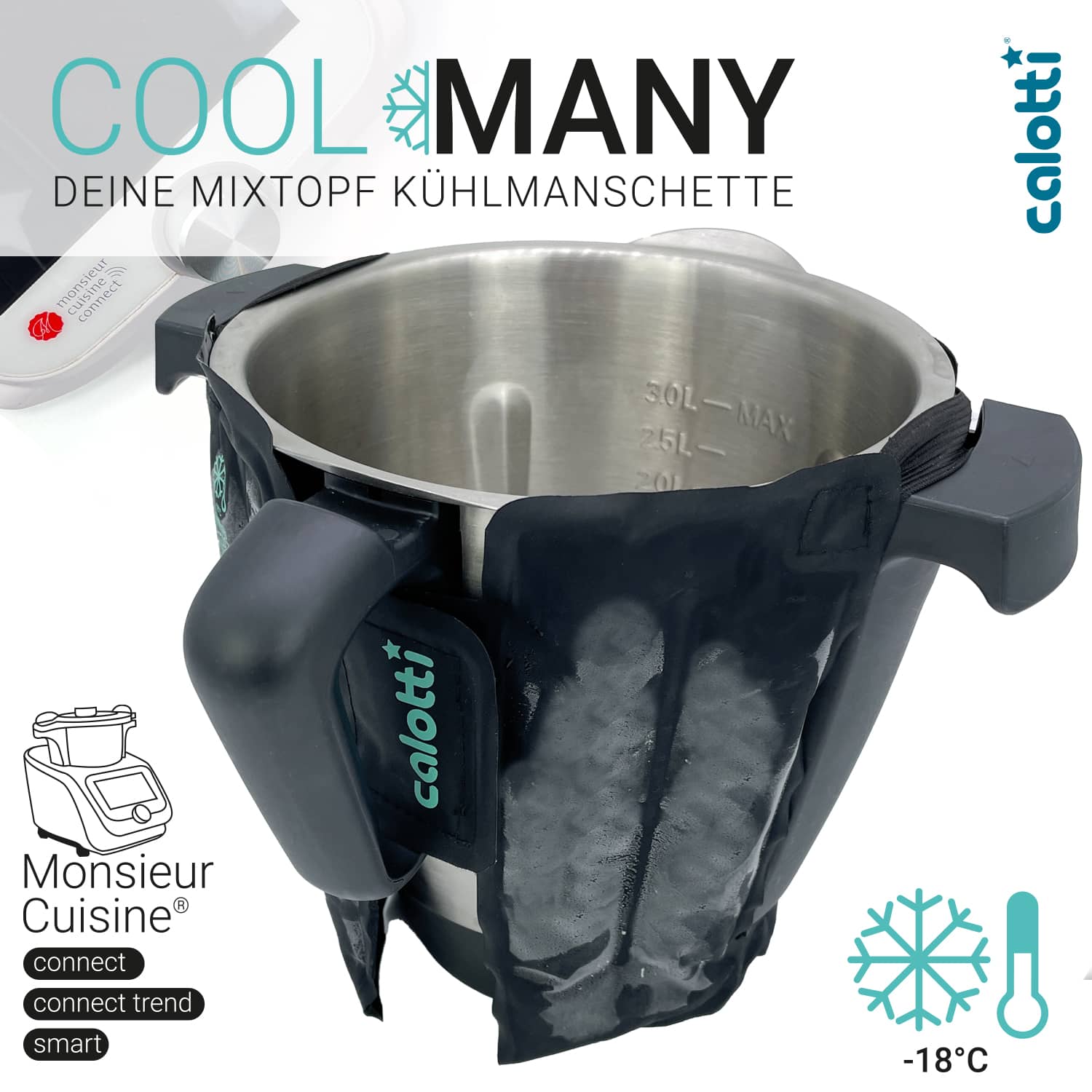 Calotti® Cool Many | Mixtopf-Kühlmanschette für Monsieur Cuisine Smart, Trend, Connect