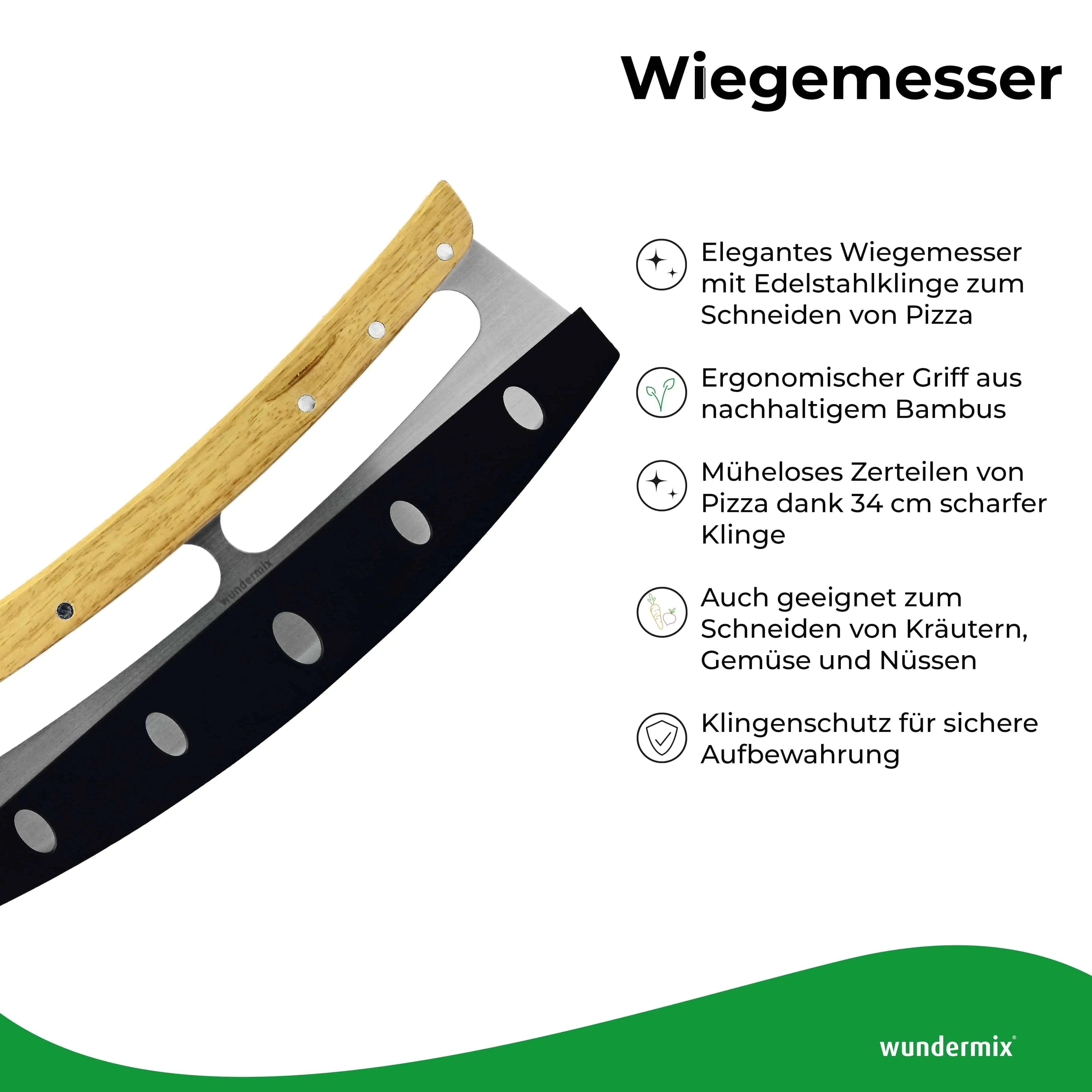 Pizza-Wiegemesser mit Bambus-Holzgriff