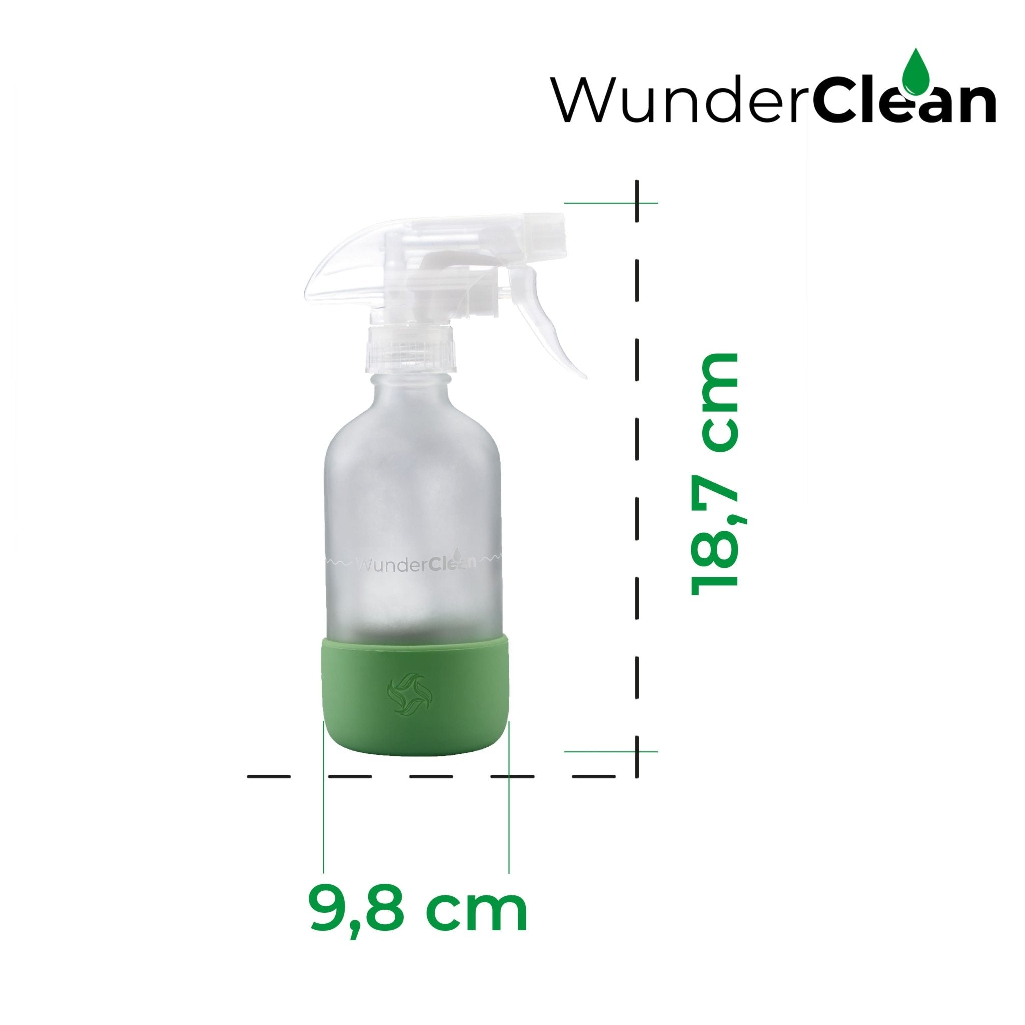 WunderClean Sprühflasche | 240 ml Glasflasche mit Silikon-Bruchschutz für WunderClean Reiniger